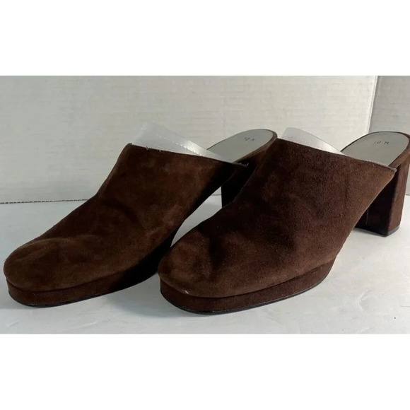 Nina Suede Mules wm's SZ 10 made in Spain Leather 3.5inch heel - Picture 2 of 8